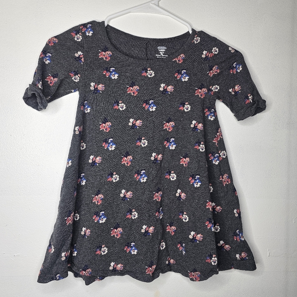 Old Navy Gray Pink Cuffed Sleeve Sundress